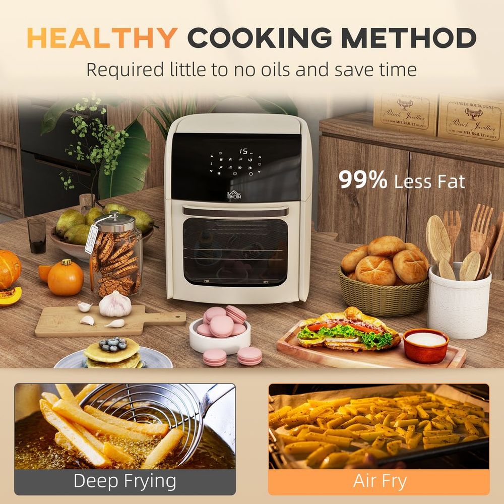 Air Fryer Oven HOMCOM 12L with 8 Preset Modes 1800W White