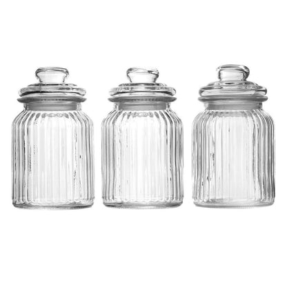 Set of 3 Vintage Airtight Glass Jars