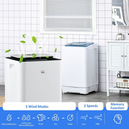 HOMCOM 16L/Day Portable Dehumidifier Features