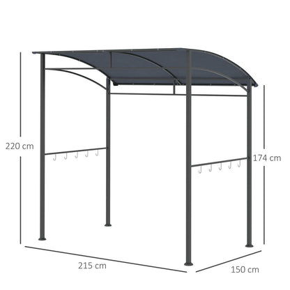 BBQ Metal Framed Garden Gazebo Tent - Grey 2M (7ft)