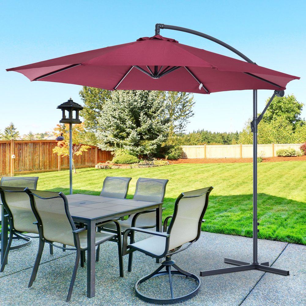 Wine Red 3m Garden Parasol Sun Shad