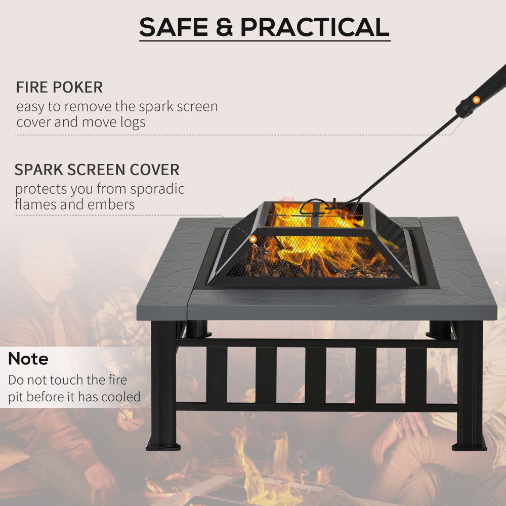 Outsunny Square Fire Pit Features