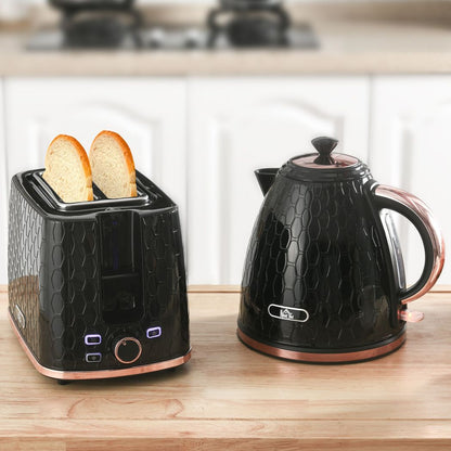 HOMCOM Fast Boil 1.7L Kettle & 2 Slice Toaster Set Black