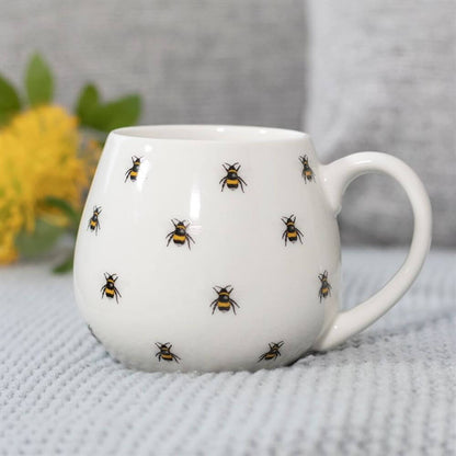 White Rounded Mug With Bee Print