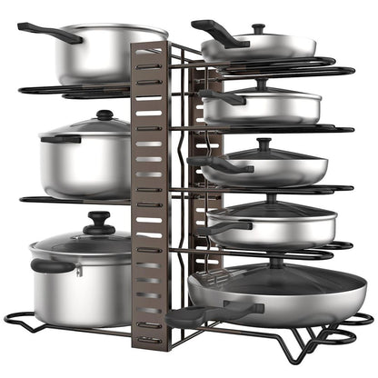 Coffee Adjustable Kitchen Pan Rack Organiser Stand