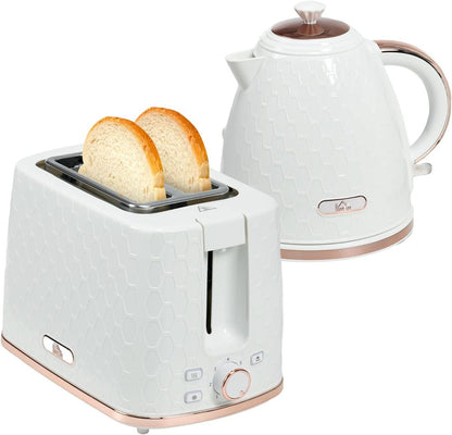 HOMCOM Fast Boil Kettle 1.7L & 2 Slice Toaster Set White