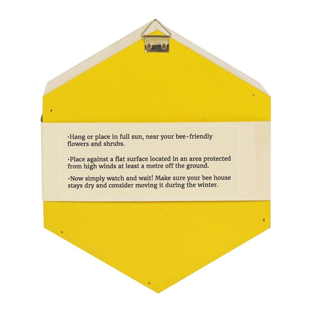 Yellow Wooden Bee House Back of Packaging