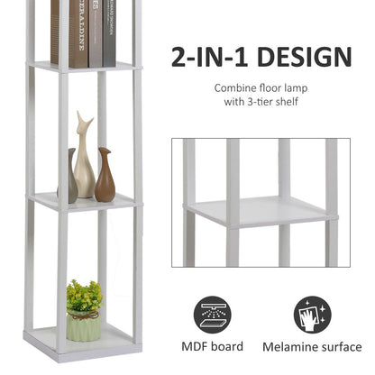 4-Tier White Floor Lamp with Storage Shelf Features