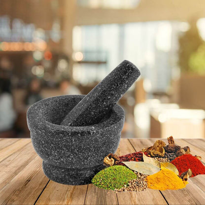 Solid Granite Pestle & Mortar Set In Use