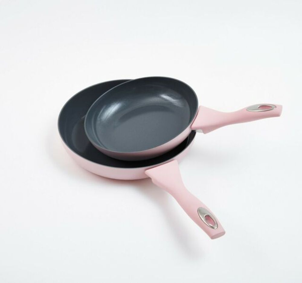 Cermalon Non-Stick 5-Piece Pan Set Matt Blush Pink with Grey Sparkle Ceramic