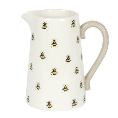 White Ceramic Flower Jug With Bee Design